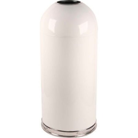 WITT CO Witt Monarch Steel Round Trash Can W/Dome Top, 15 Gallon, White 415DTWH